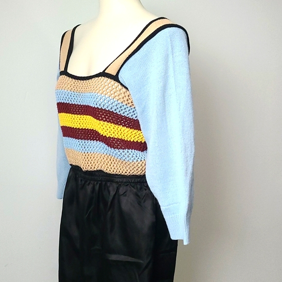 Boho Refashioned Vintage Knit & Satin Jumpsuit (M/L) - Picture 5 of 8